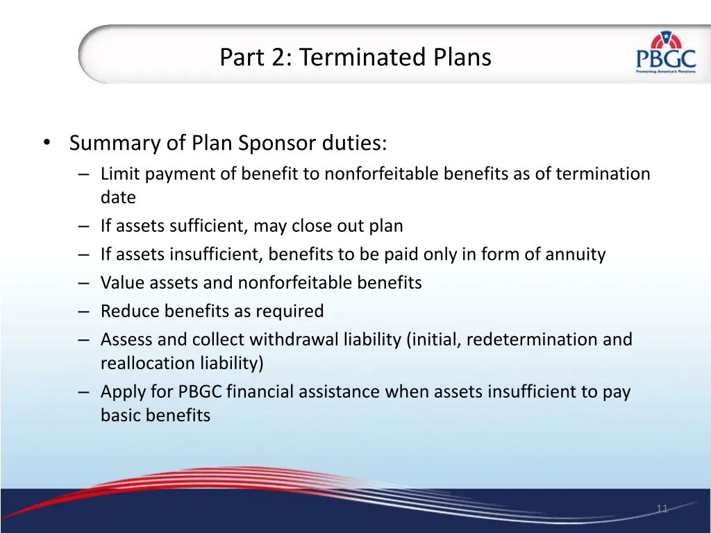 part 2 terminated plans