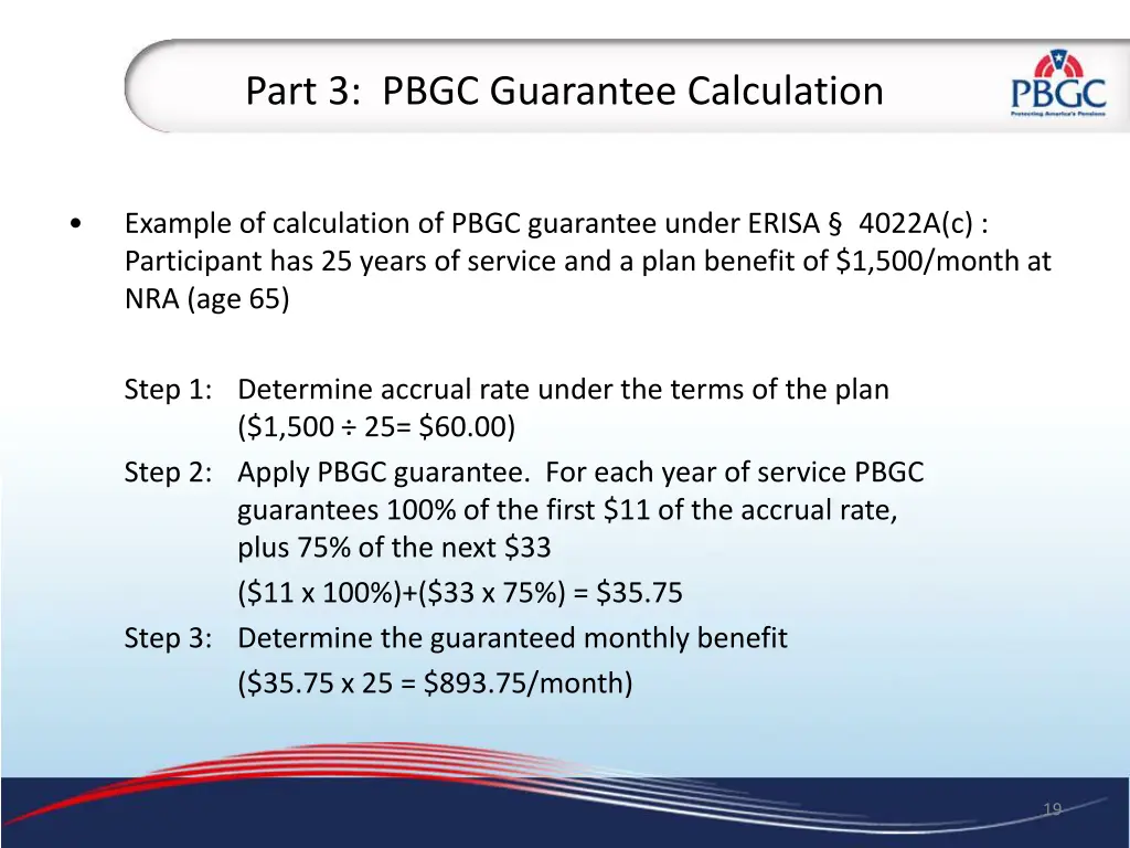 part 3 pbgc guarantee calculation