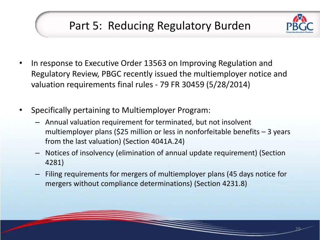 part 5 reducing regulatory burden