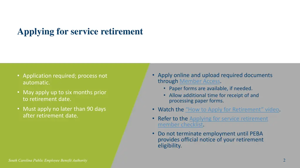applying for service retirement 1