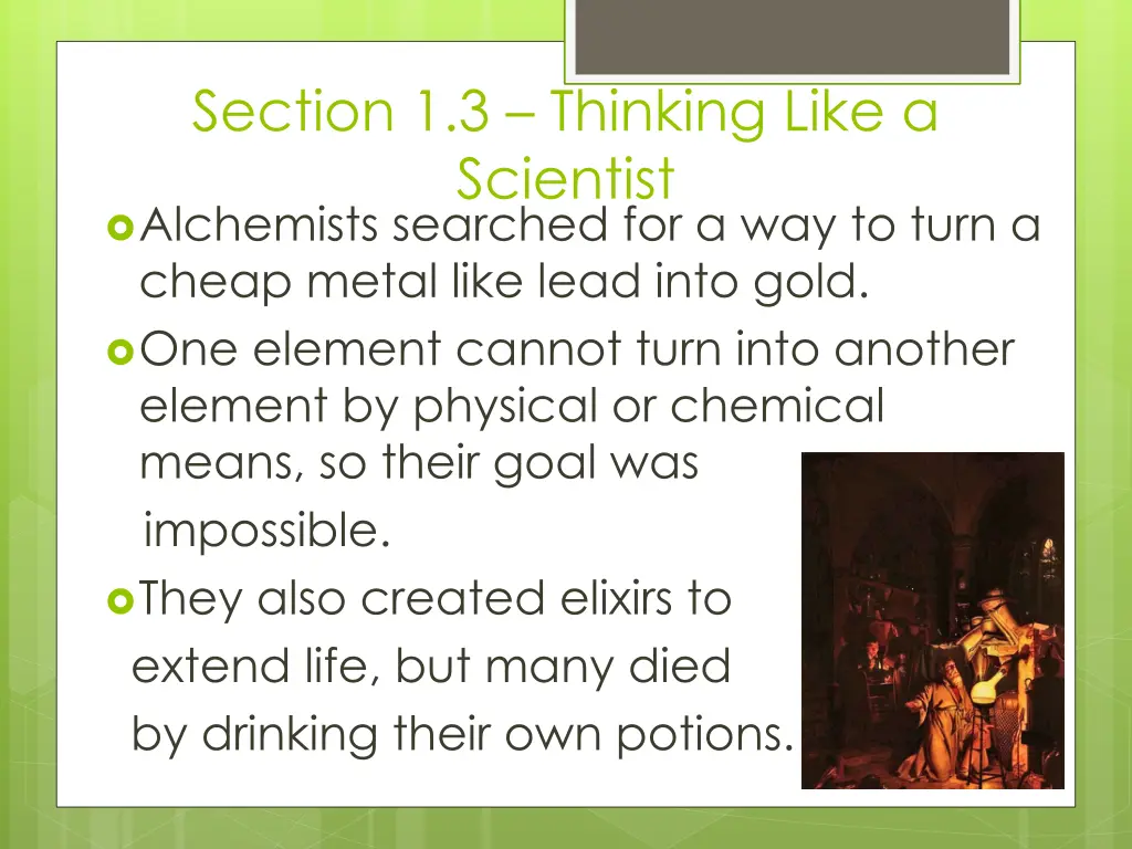 section 1 3 thinking like a scientist alchemists
