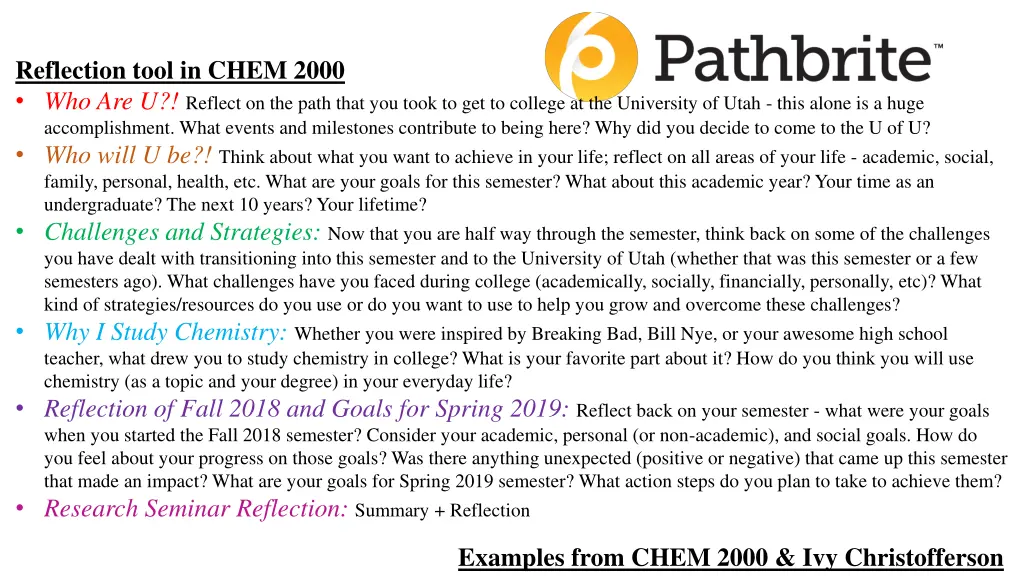 reflection tool in chem 2000 who are u reflect
