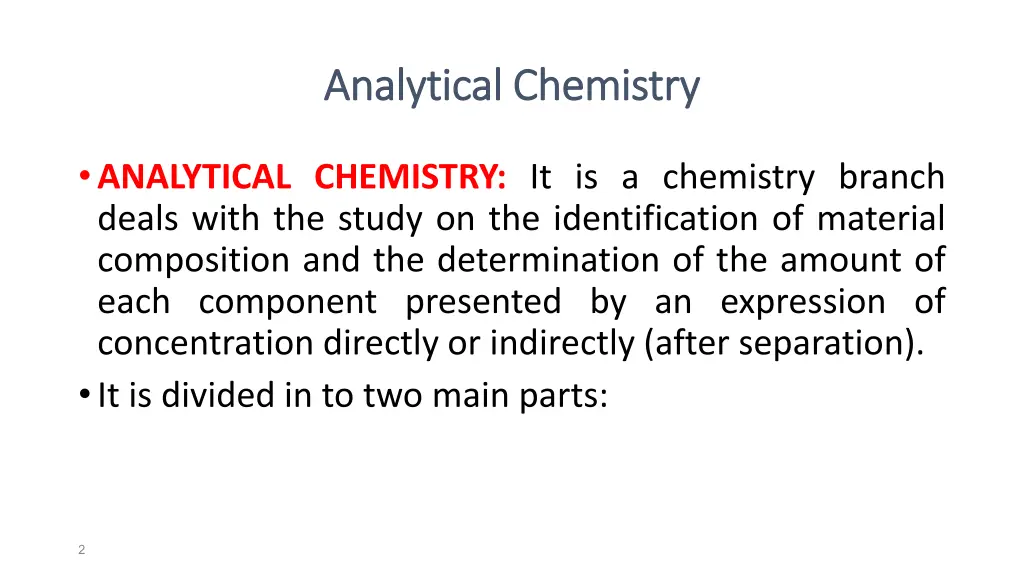 analytical chemistry analytical chemistry