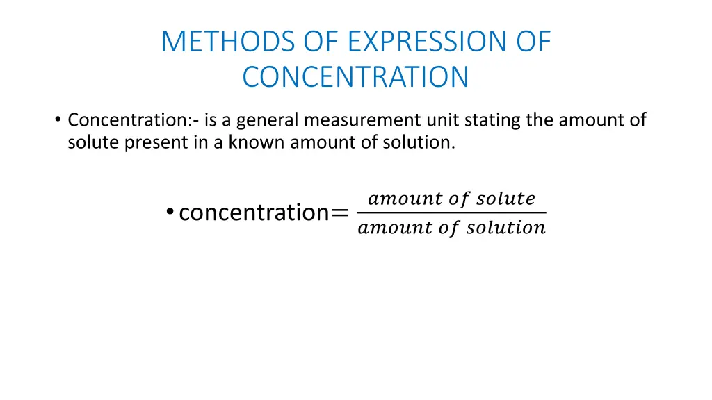 methods of expression of concentration