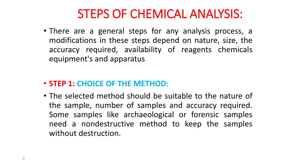 steps of chemical analysis steps of chemical