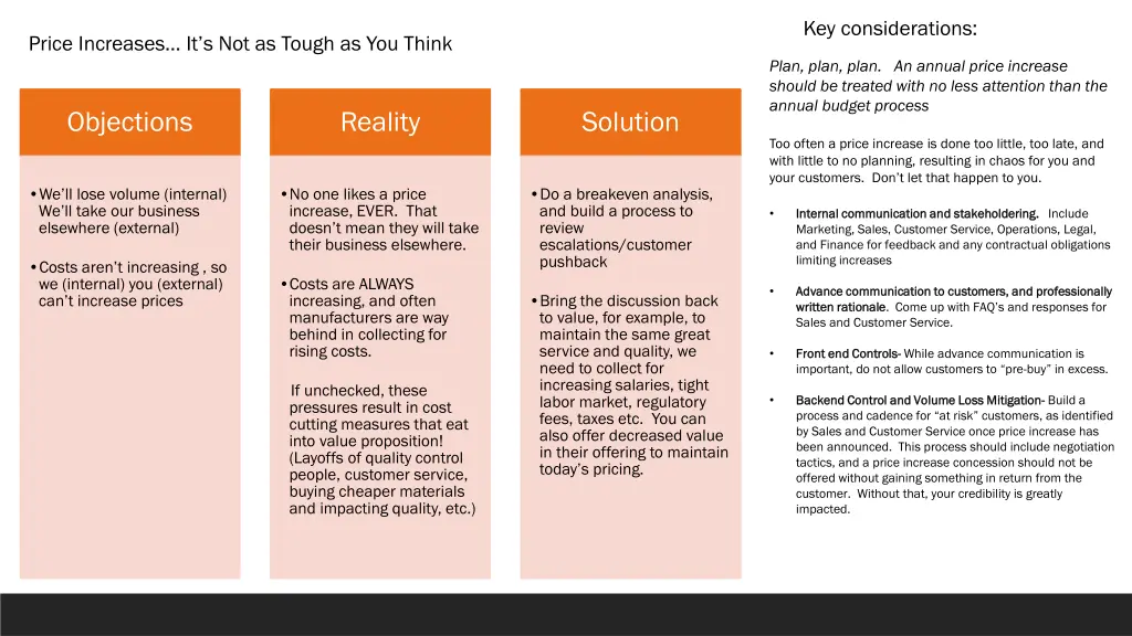 key considerations