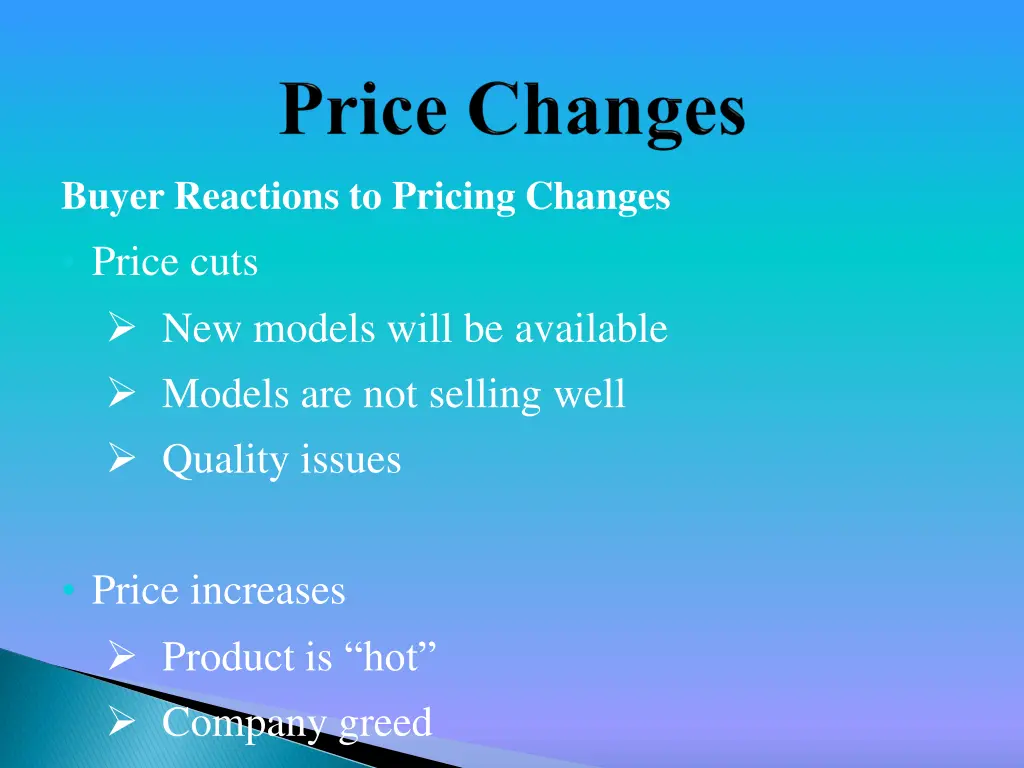 buyer reactions to pricing changes price cuts