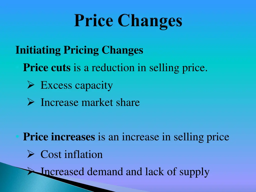 initiating pricing changes price cuts