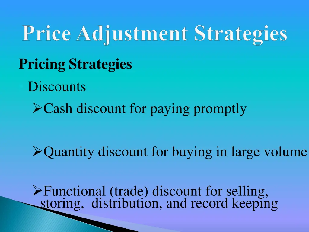 pricing strategies discounts cash discount