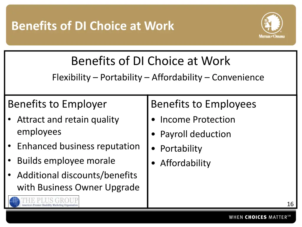 benefits of di choice at work