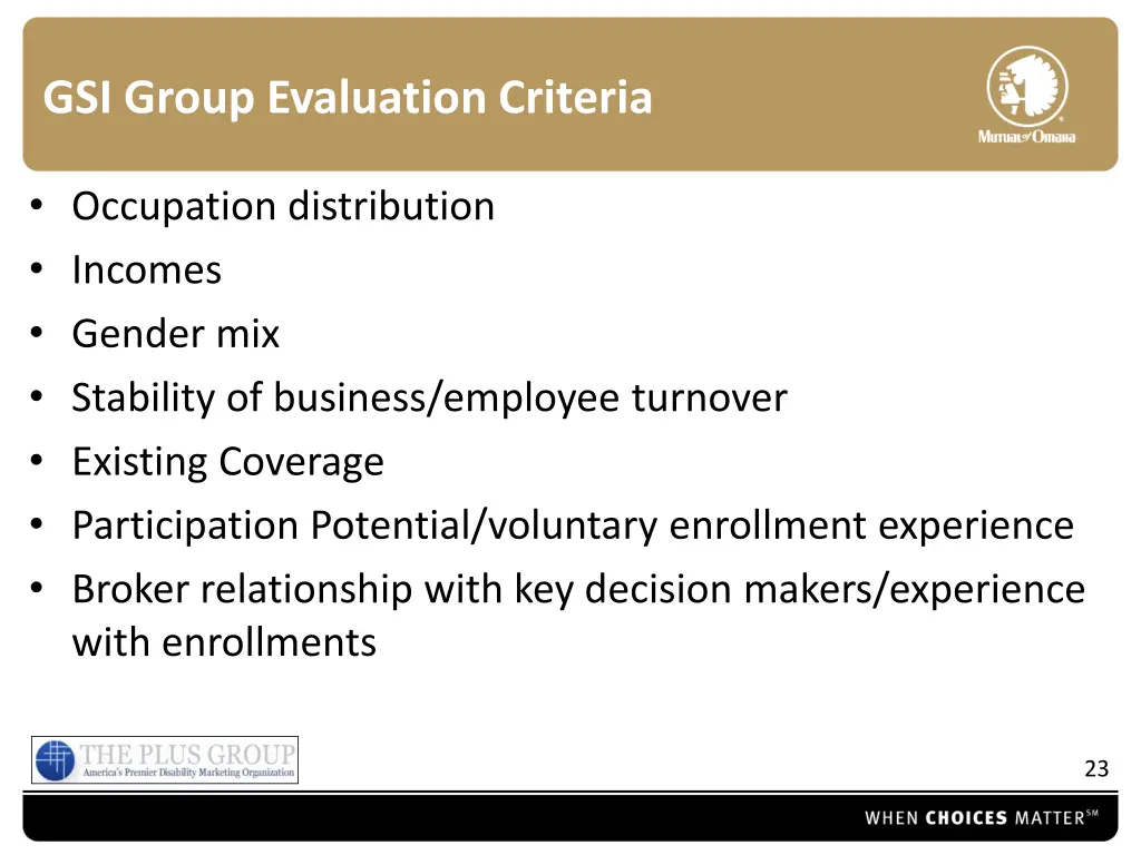 gsi group evaluation criteria