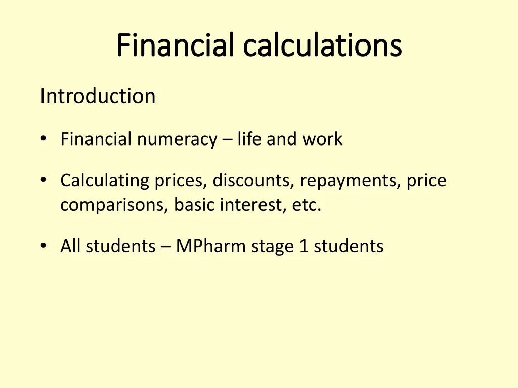 financial calculations financial calculations
