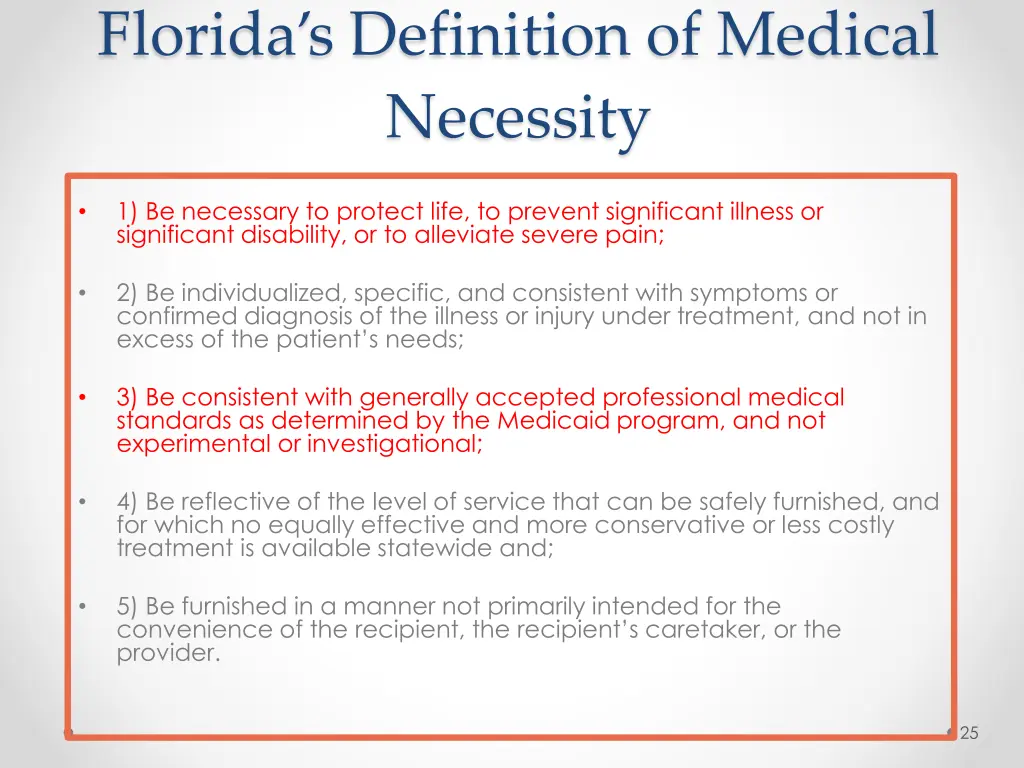 florida s definition of medical necessity