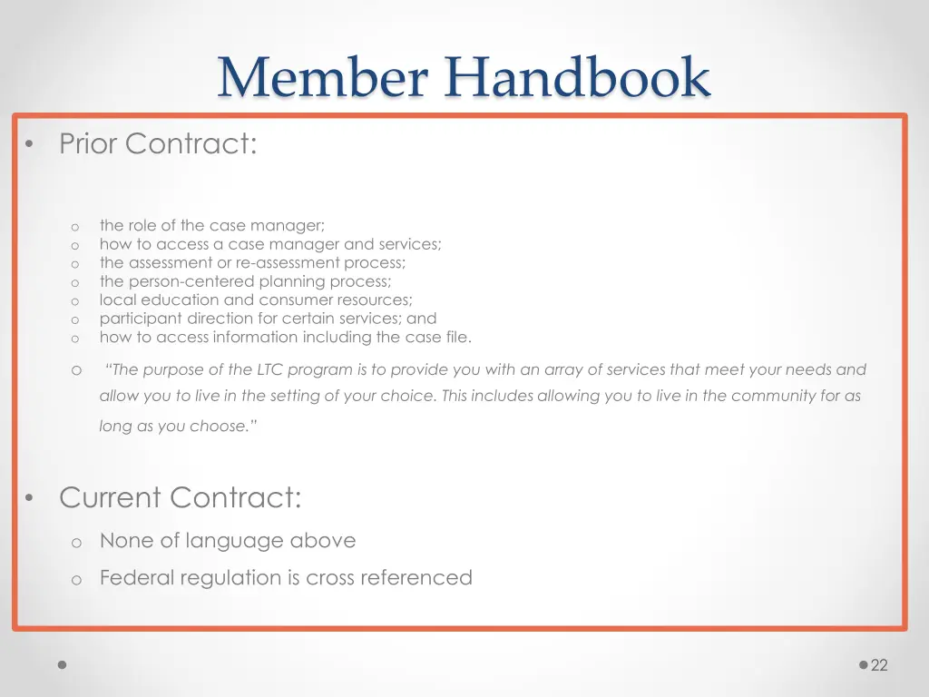 member handbook prior contract