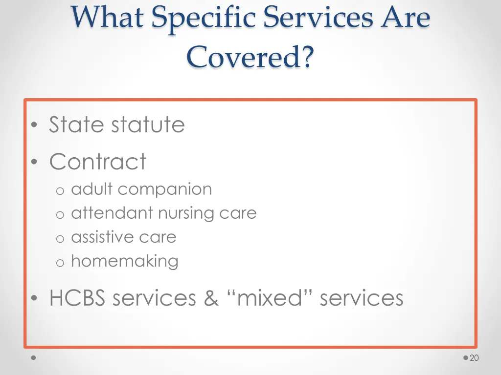 what specific services are covered