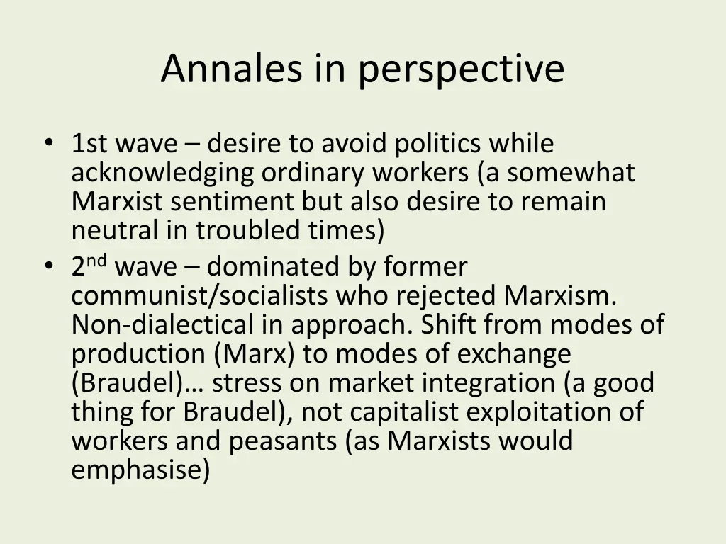 annales in perspective