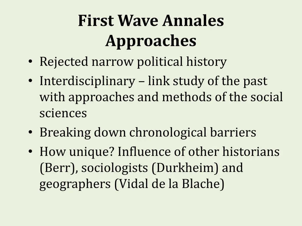 first wave annales approaches rejected narrow