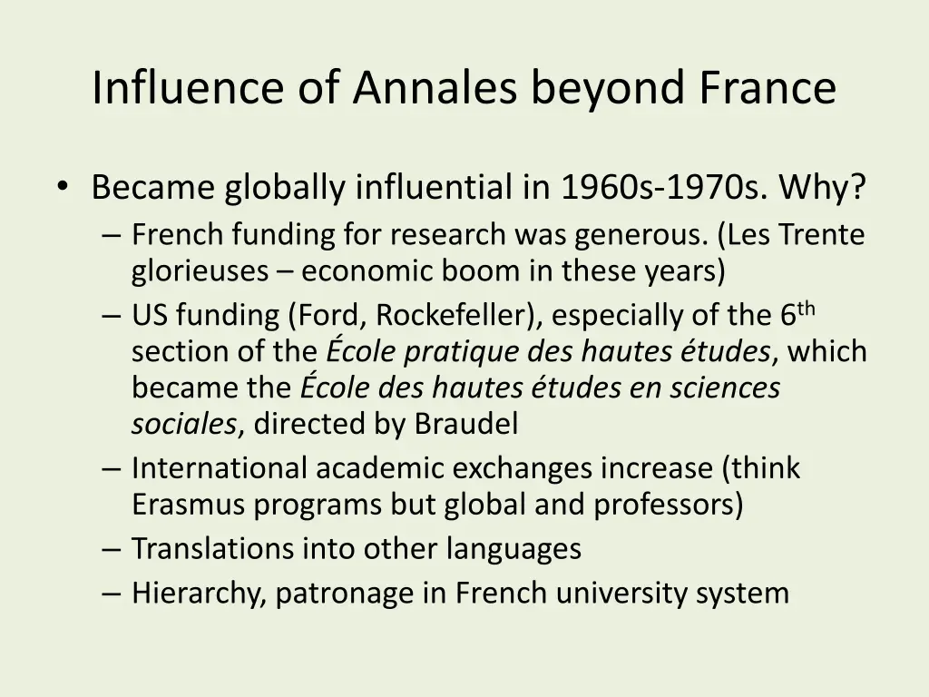 influence of annales beyond france