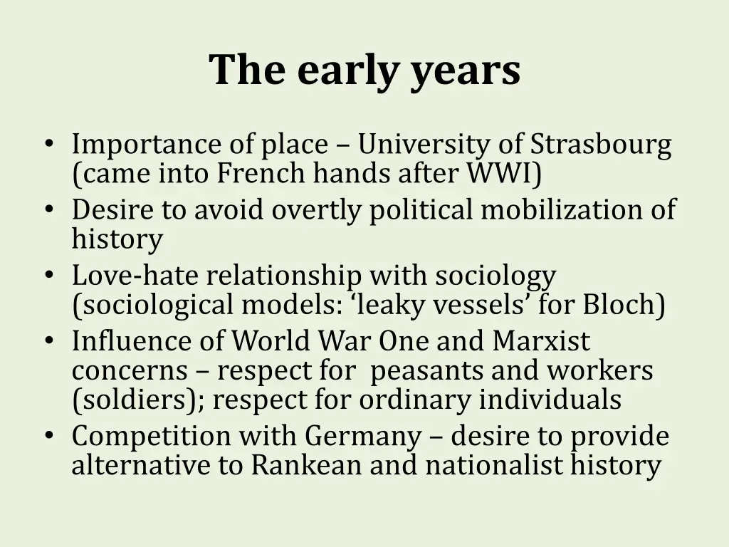 the early years