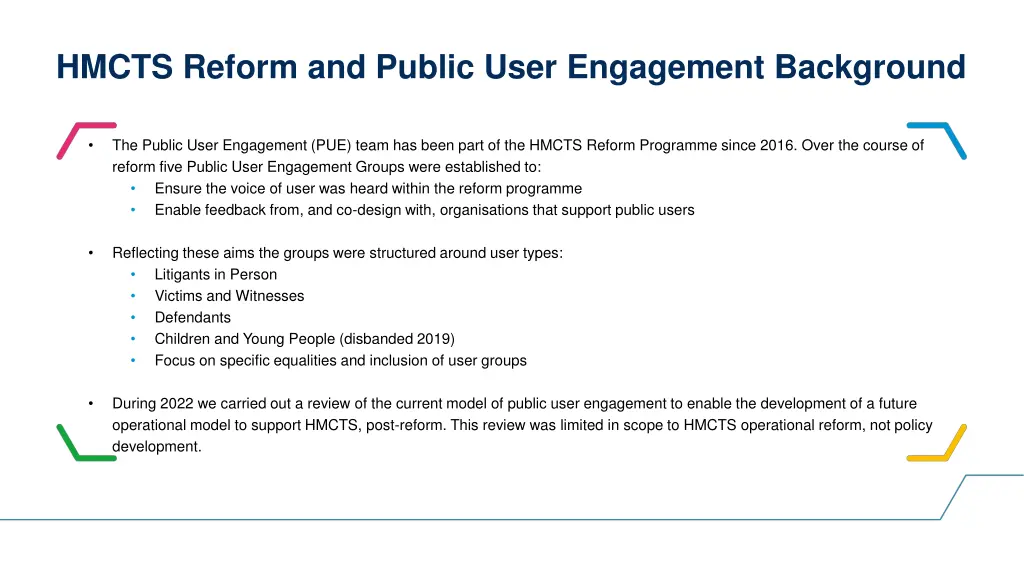 hmcts reform and public user engagement background