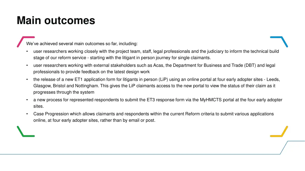 main outcomes