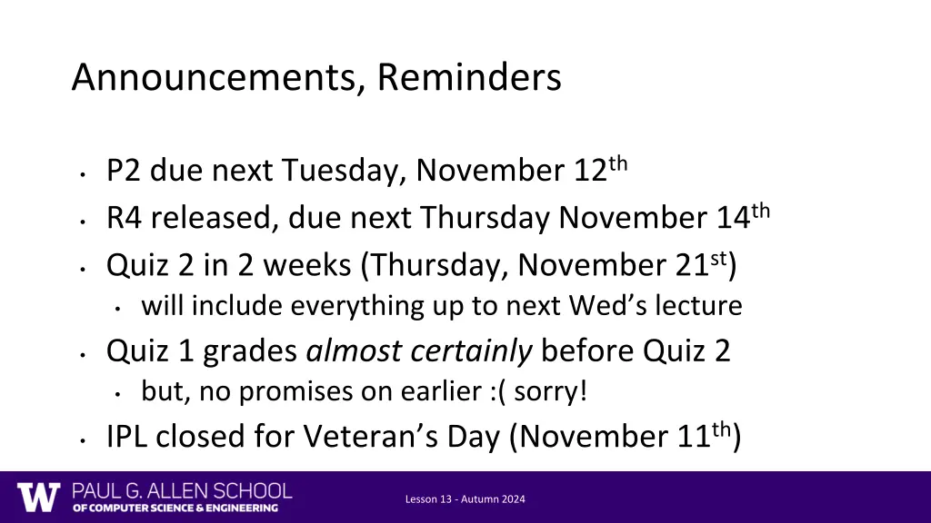 announcements reminders