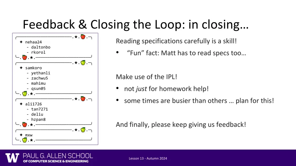 feedback closing the loop in closing nehaa24