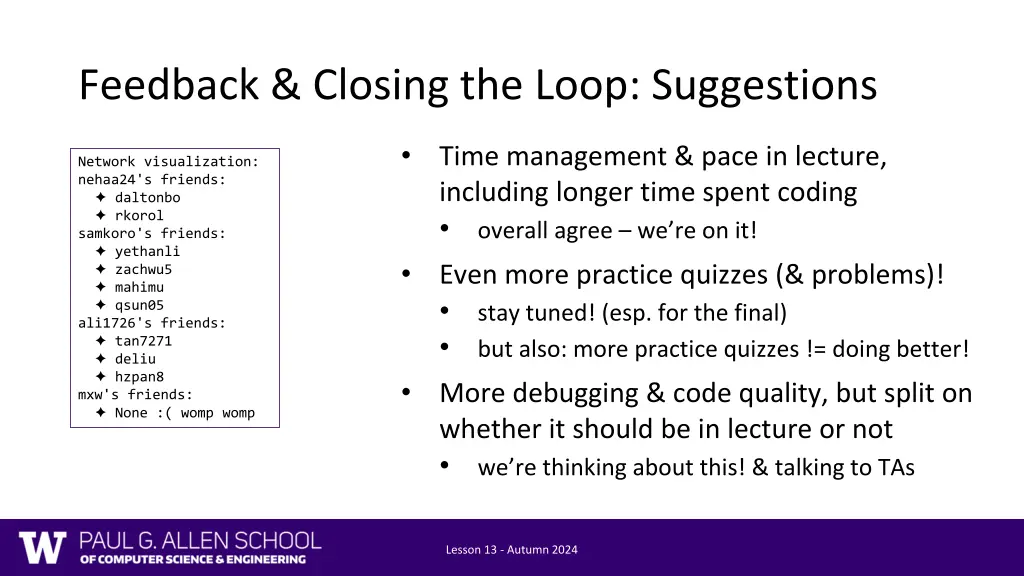 feedback closing the loop suggestions