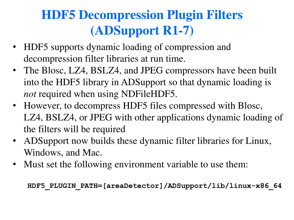 hdf5 decompression plugin filters adsupport