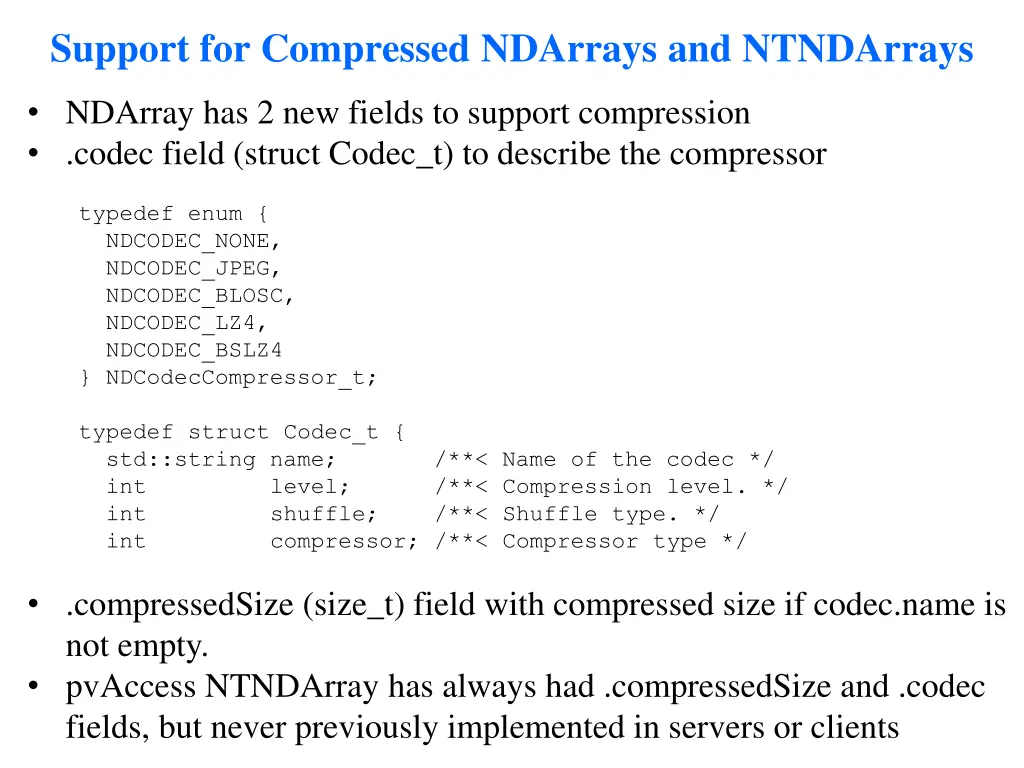 support for compressed ndarrays and ntndarrays
