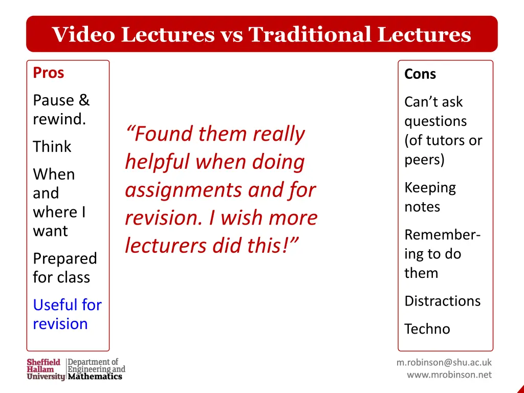 video lectures vs traditional lectures 12