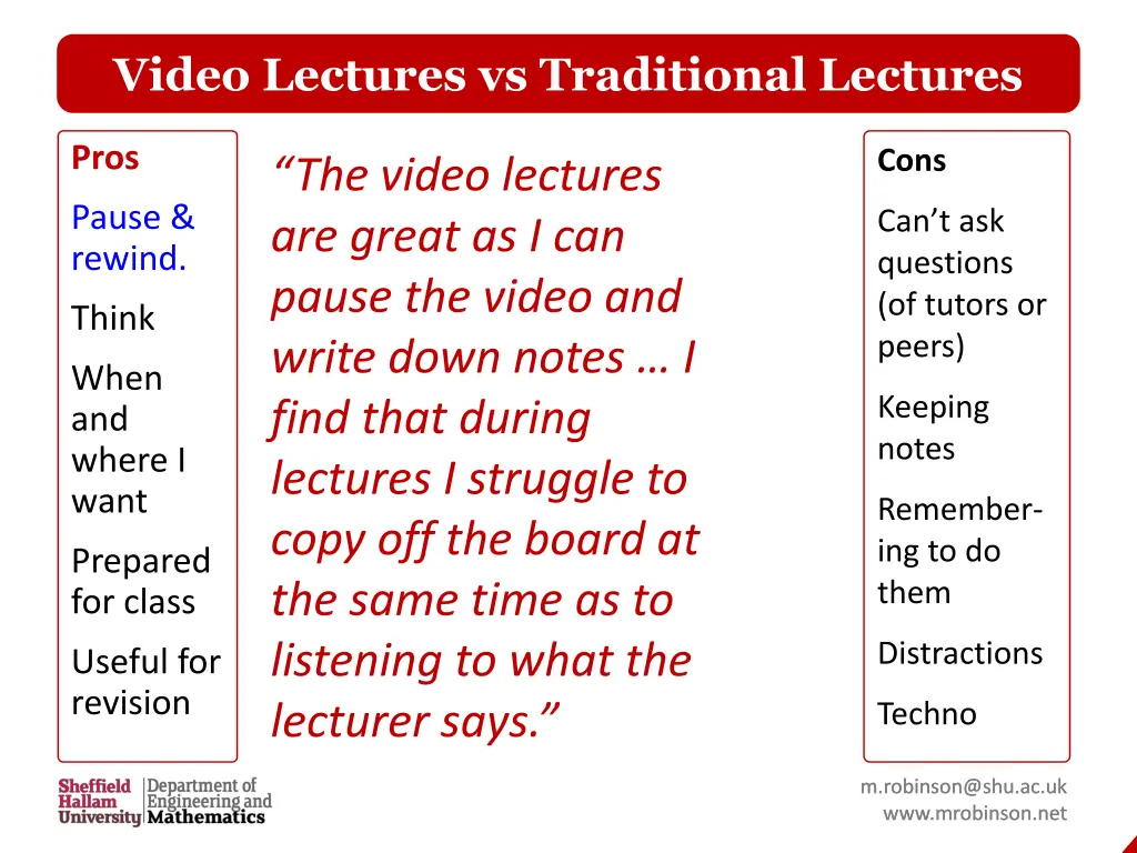 video lectures vs traditional lectures 16