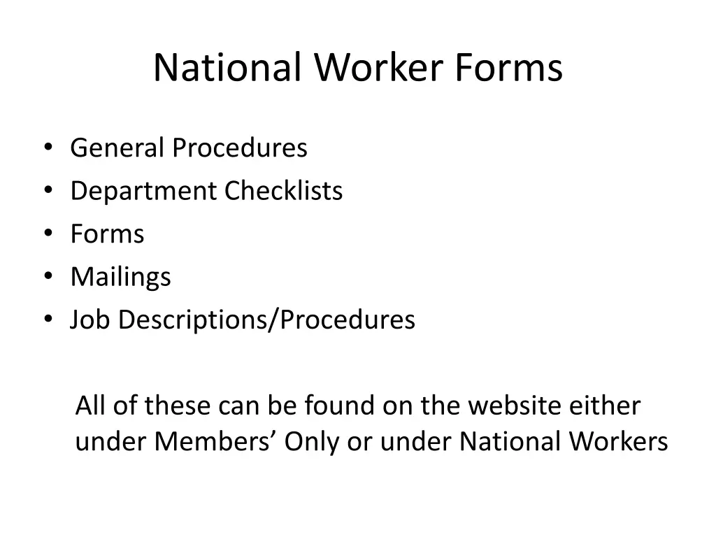 national worker forms