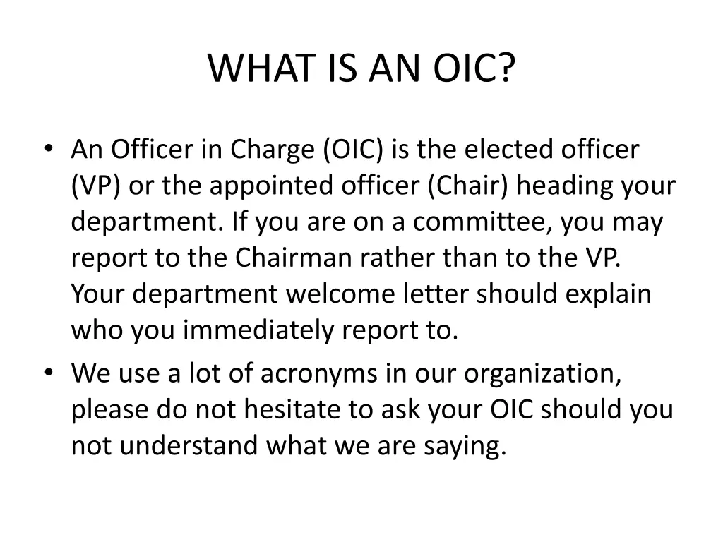 what is an oic