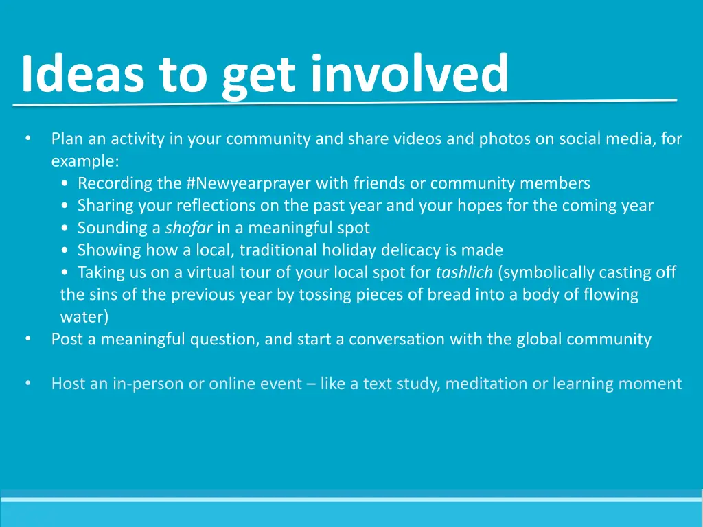 ideas to get involved