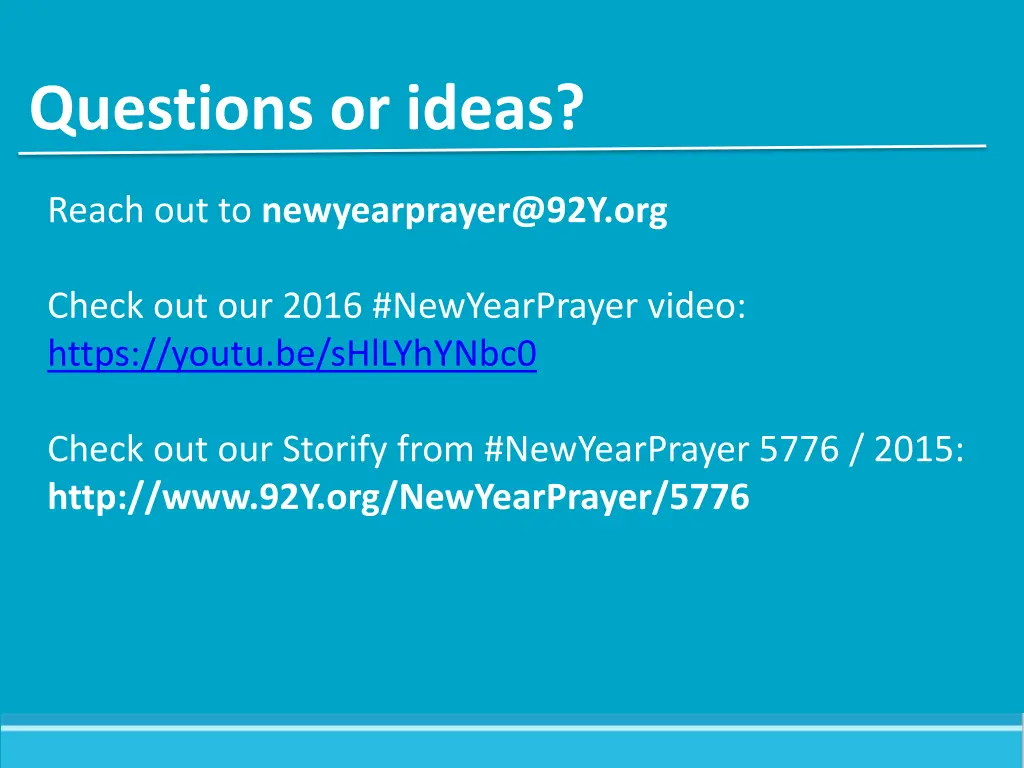 questions or ideas