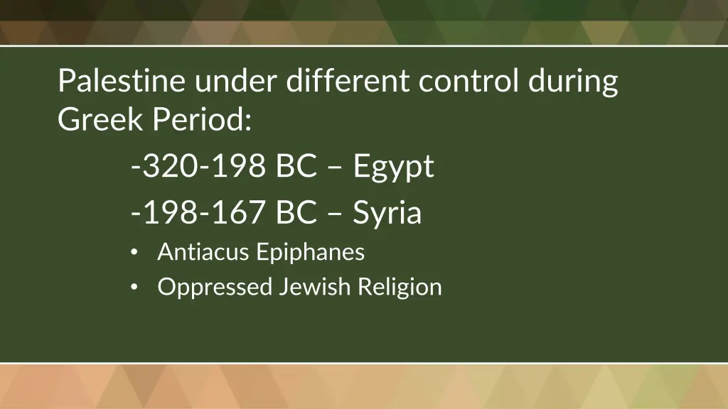 palestine under different control during greek