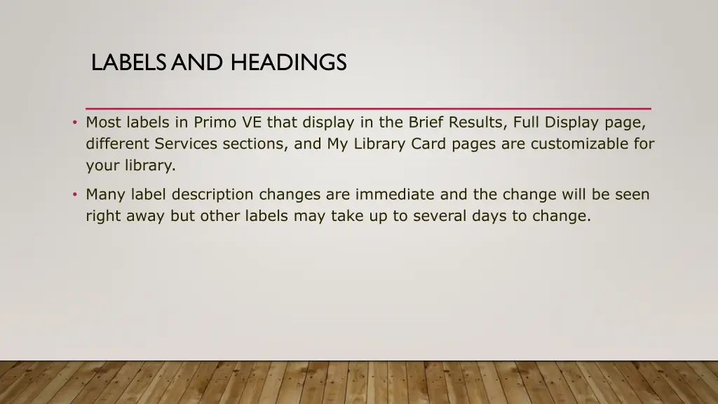 labels and headings