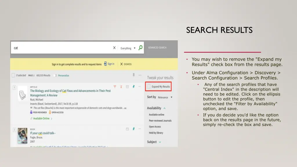 search results
