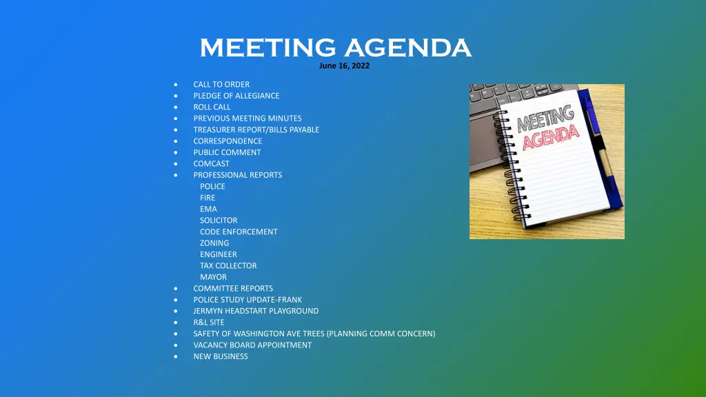 meeting agenda june 16 2022