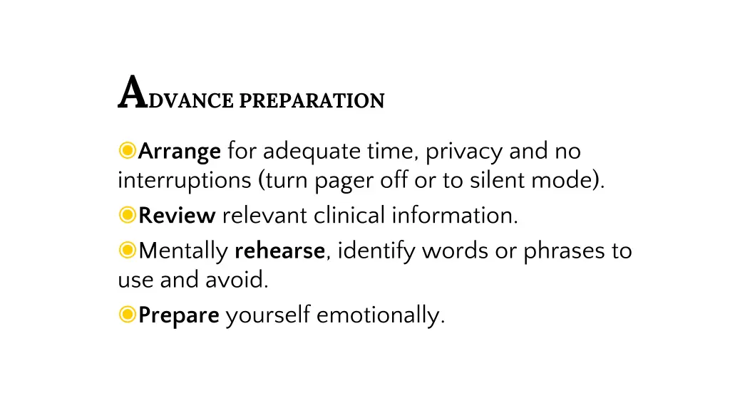 a dvance preparation