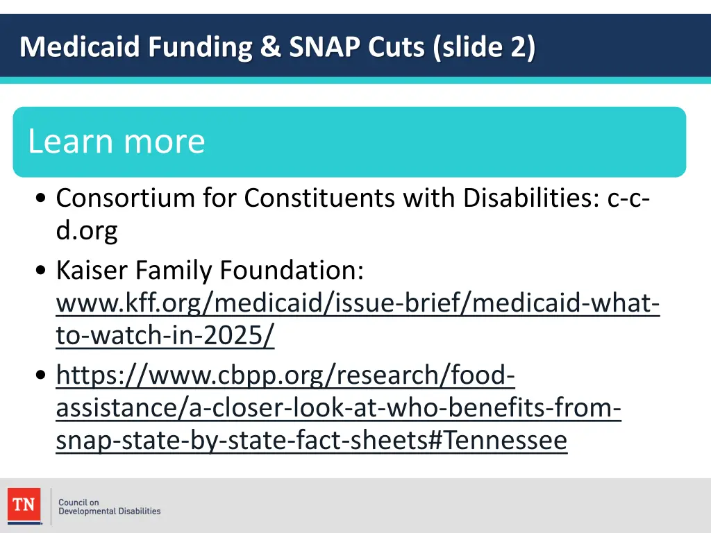 medicaid funding snap cuts slide 2 1