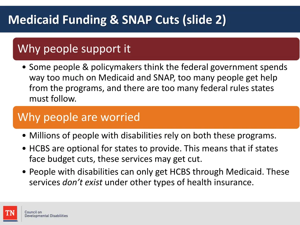 medicaid funding snap cuts slide 2