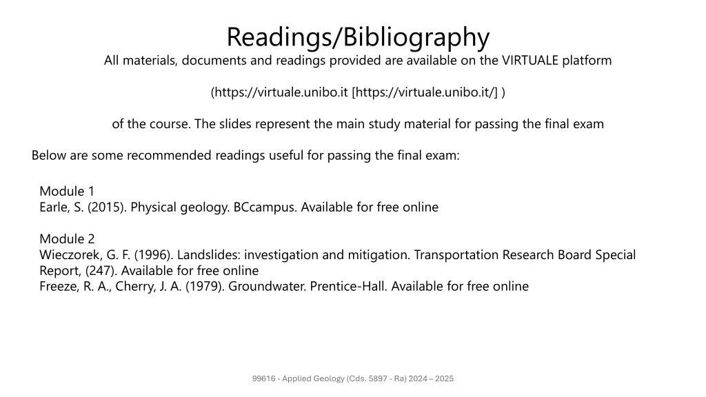 readings bibliography all materials documents