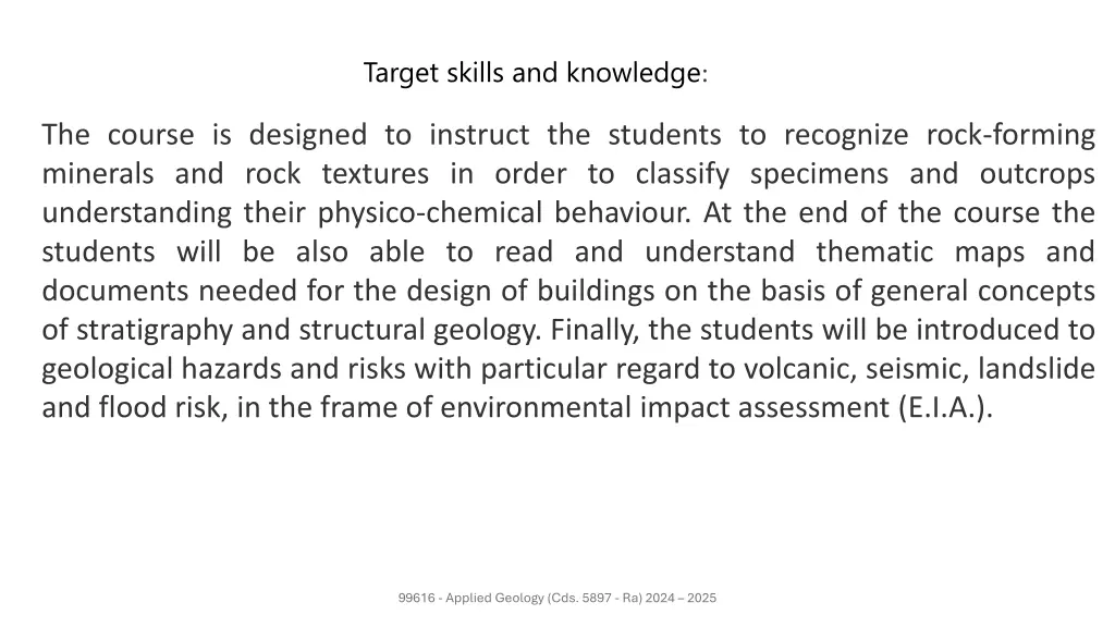 target skills and knowledge