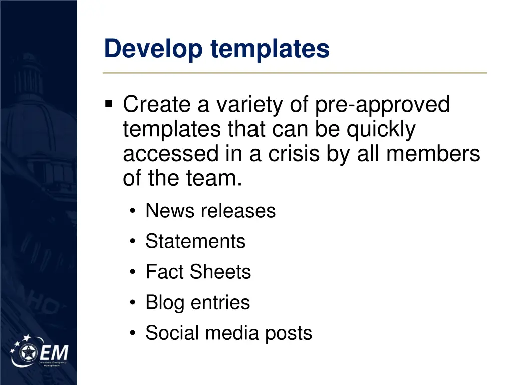 develop templates