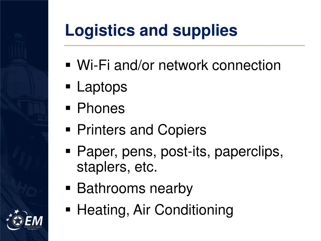 logistics and supplies