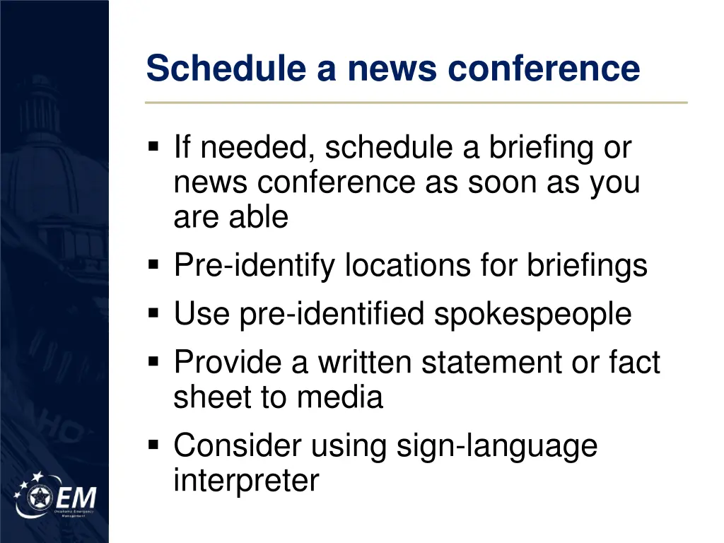 schedule a news conference