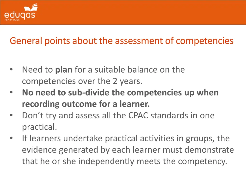 general points about the assessment