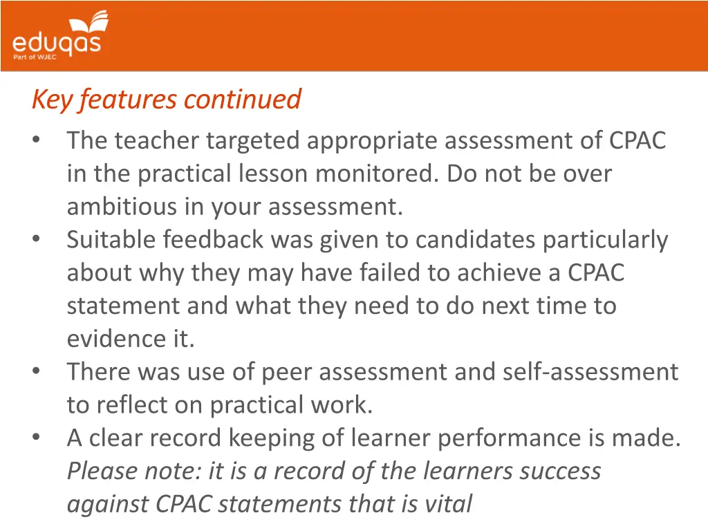 key features continued